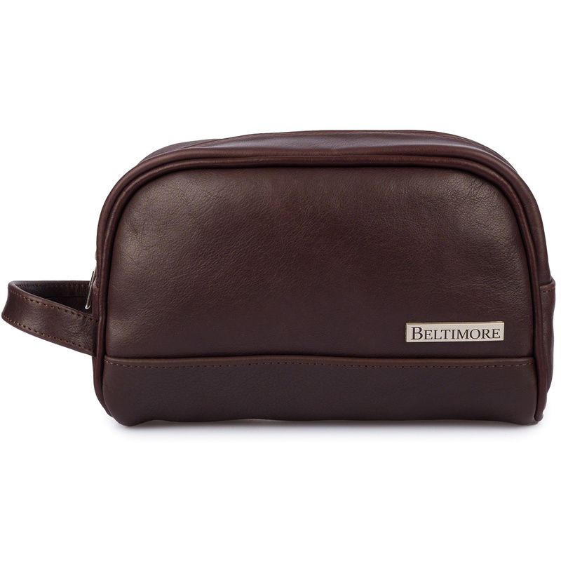 Kosmetyczka skórzana brązowa saszetka podróżna elegancka Beltimore R24