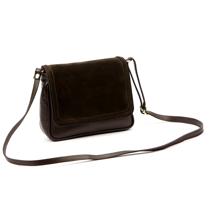 Vera Pelle damska listonoszka skóra naturalna torebka na ramię z klapą