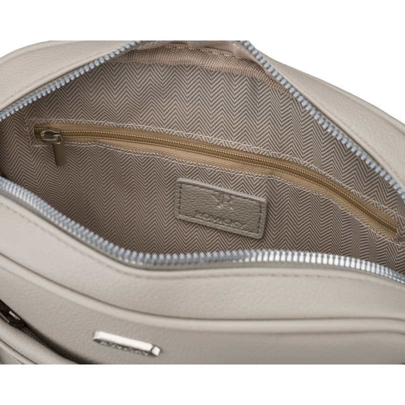 Listonoszka damska ze skóry ekologicznej w szarym kolorze zamykana suwakiem - Rovicky