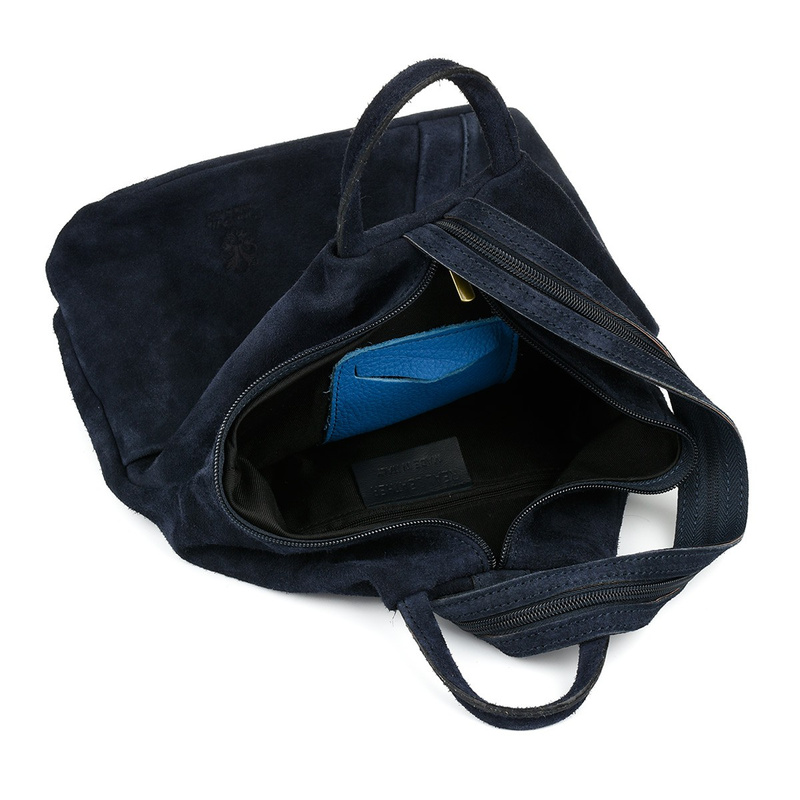 Granatowy Vera Pelle włoski Plecak Skórzany damski mały T53