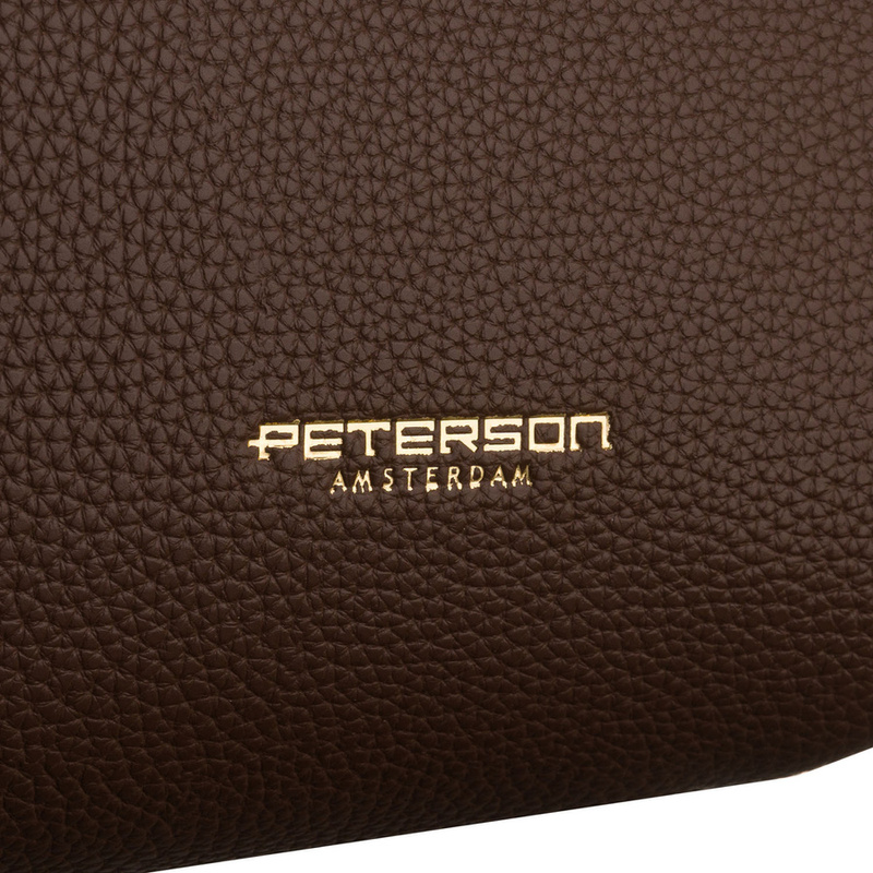 Brązowa shopperka damska wykonana ze skóry ekologicznej z praktycznym etui w zestawie - Peterson