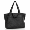 Torba damska pleciona shopper & shoulder leather bag - MAZZINI czarna