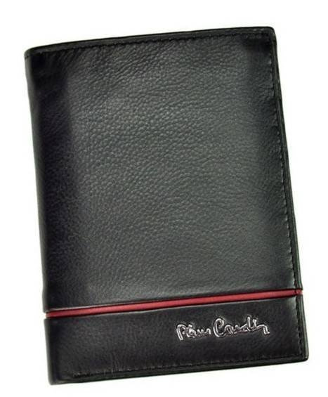 Pierre Cardin duży męski portfel skóra naturalna pionowy składany z RFID