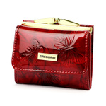 Zgrabna zapinana Mała damska portmonetka w motyle skórzana Gregorio