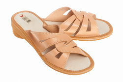 Damskie skórzane wygodne kapcie po domu Wójciak