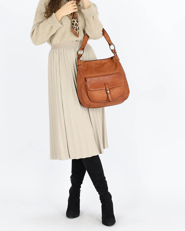 Torebka worek skóra naturalna hobo bag - MARCO MAZZINI camel