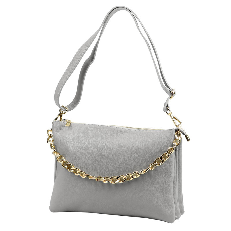 Vera Pelle damska listonoszka skórzana torebka przez ramię 3 komory