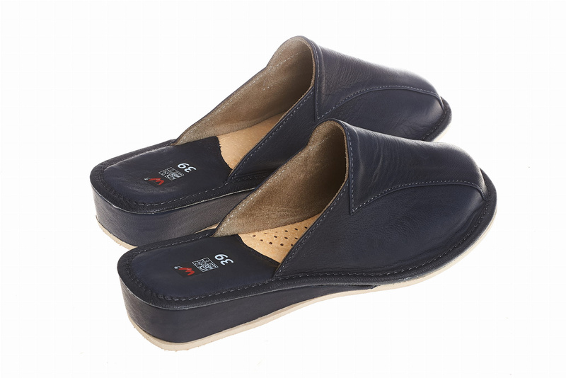 Wójciak Podhale damskie kapcie skóra naturalna zabudowane klin 3,5 cm