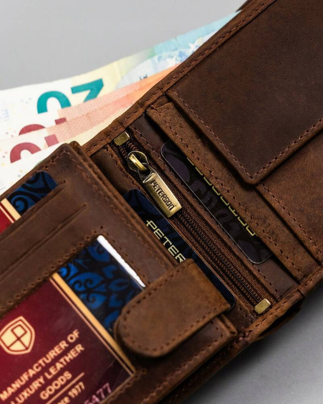 Skórzany męski portfel Peterson PTN N992-BE-MOUNTAIN