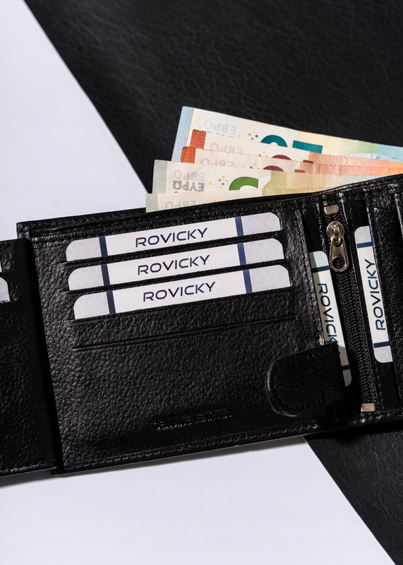 Skórzany rozbudowany męski portfel marki Rovicky