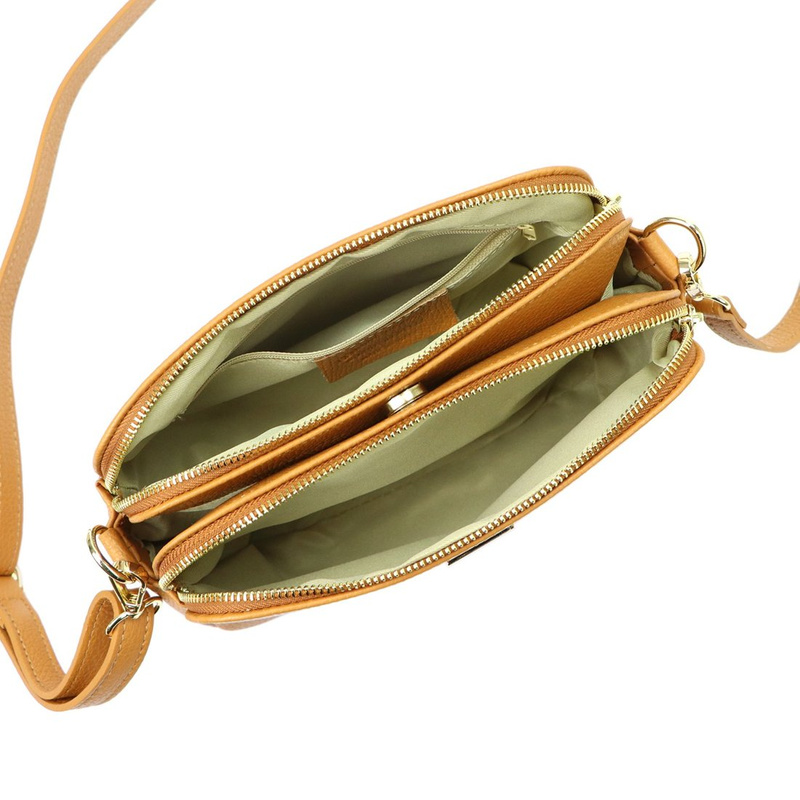 MiaMore Listonoszka Damska Skóra Naturalna Torebka Na Ramię 3 Komory