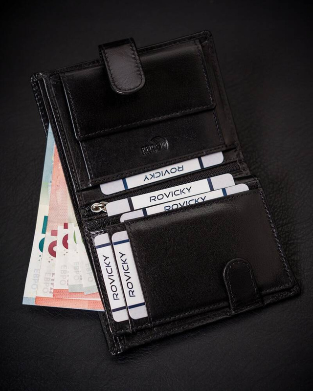 Skórzany męski klasyczny portfel z RFID od Rovicky