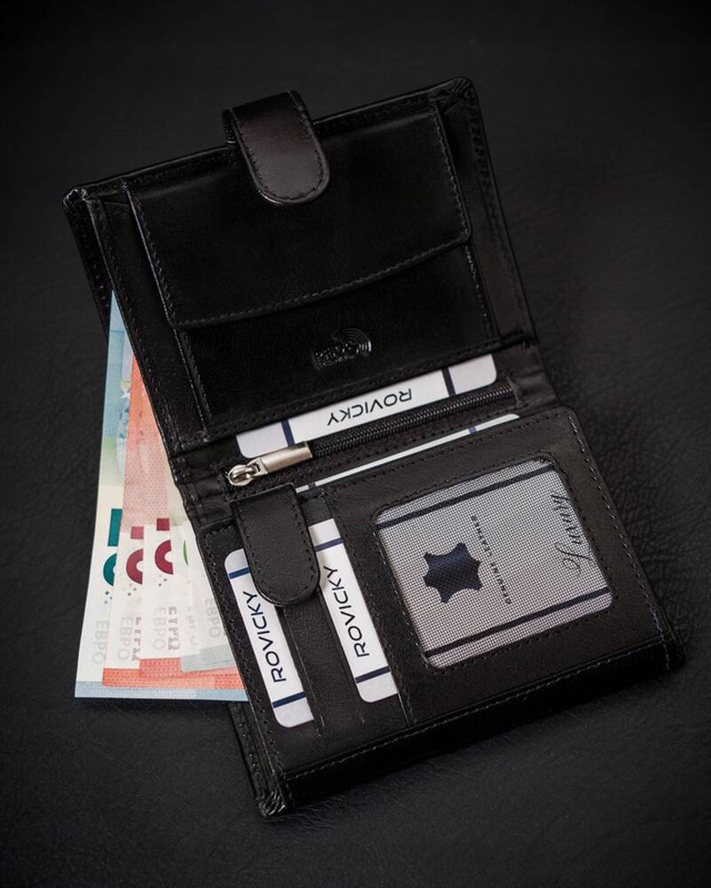 Duży Skórzany portfel męski system RFID Rovicky