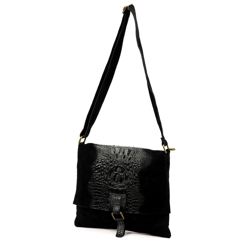 Vera Pelle damska listonoszka skórzana torebka na ramię skóra krokodyla