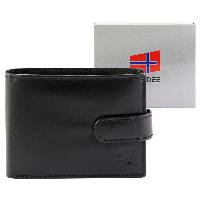 Nordee rozbudowany męski portfel skóra naturalna zamykany na zatrzask