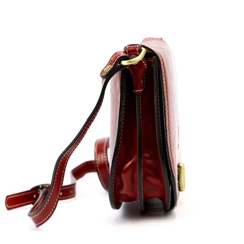 Florence Skórzana damska listonoszka torebka na ramię dwukomorowa z klapą