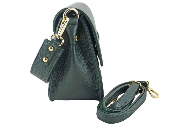 Torebka skórzana crossbody włoska - Różowa pudrowa