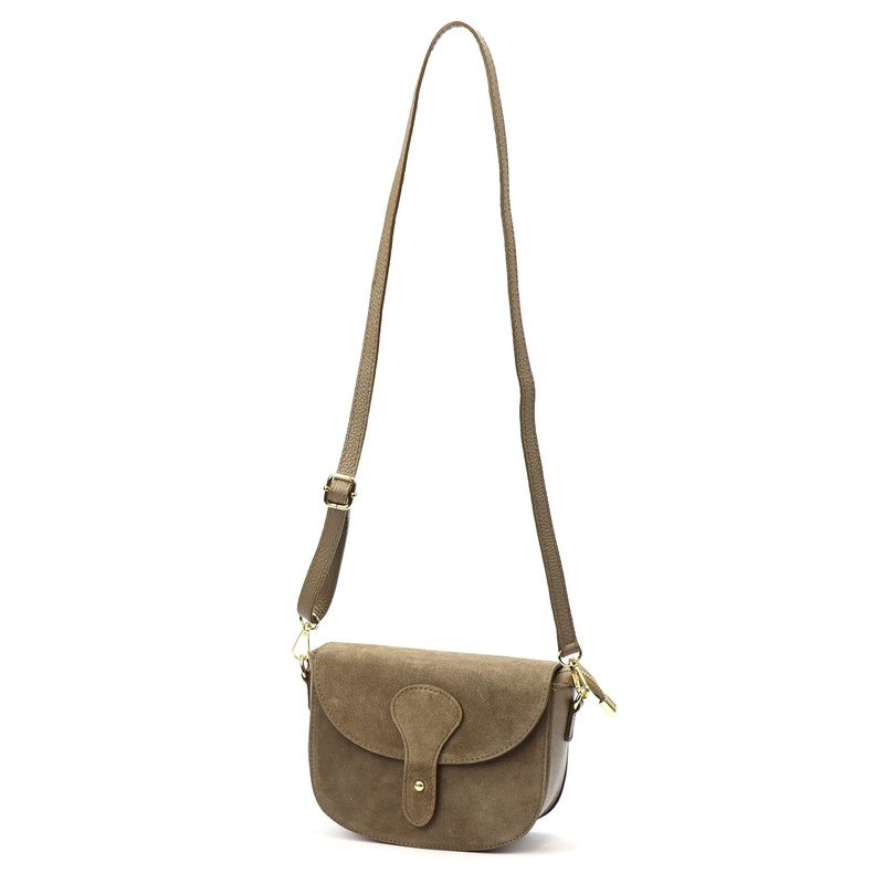 Vera Pelle damska listonoszka skóra zamszowa torebka na ramię z kieszenią