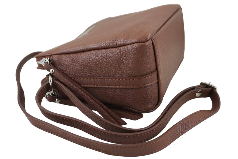 Torebka skórzana damska włoska - Brązowa