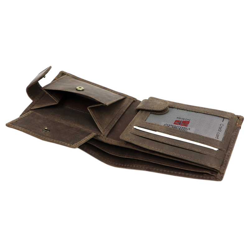 Nordee rozbudowany męski portfel skóra naturalna zamykany na zatrzask