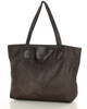 Torba damska pleciona shopper & shoulder leather bag - MARCO MAZZINI brąz caffe