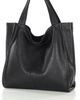 MARCO MAZZINI Torebka miejski shopper bag skóra naturalna handmade czarny