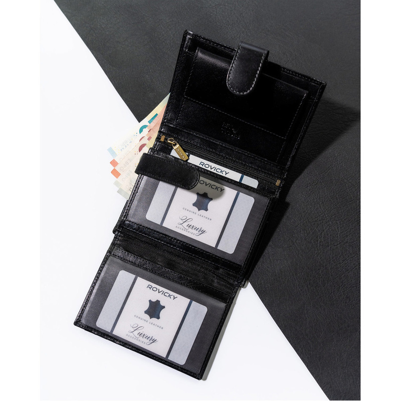 Skórzany męski portfel Rovicky N104L-RVT RFID
