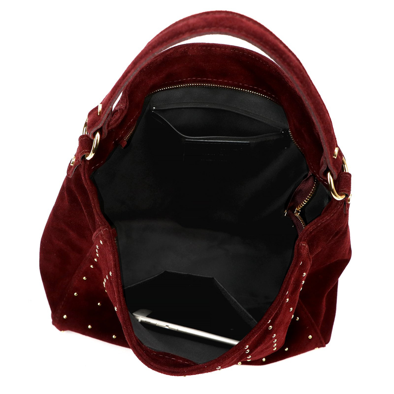 Vera Pelle damska torebka na ramię skóra naturalna zamsz listonoszka