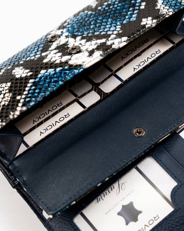 Podłużna portmonetka Stylowy damski portfel ze wzorem skóry węża Cavaldi