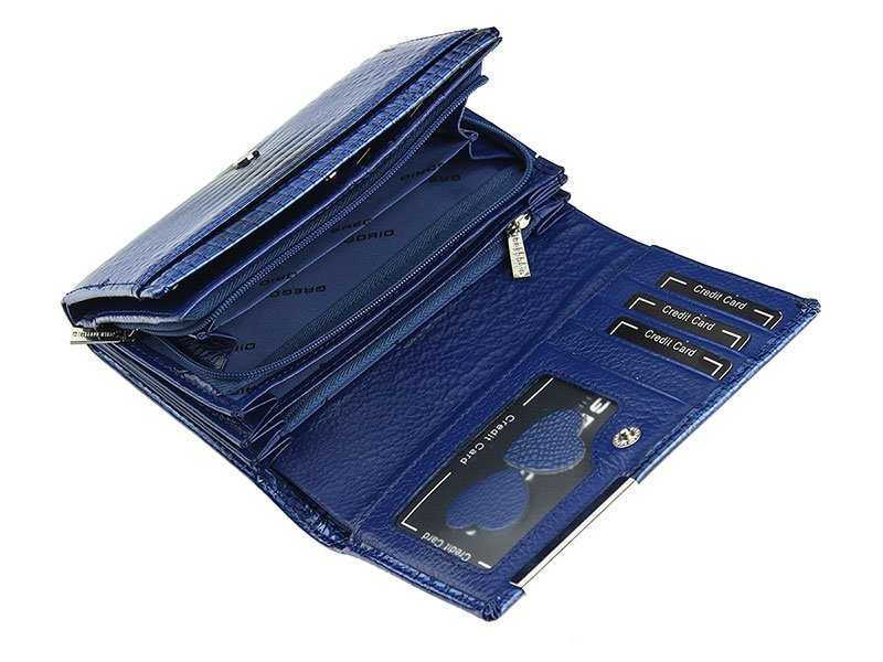 Gregorio lakierowana damska portmonetka skóra naturalna wzór krokodyla