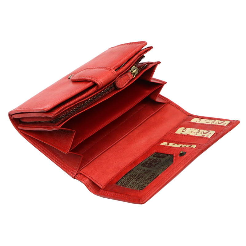 Route 66 damski portfel podłużny skóra naturalna pojemna portmonetka