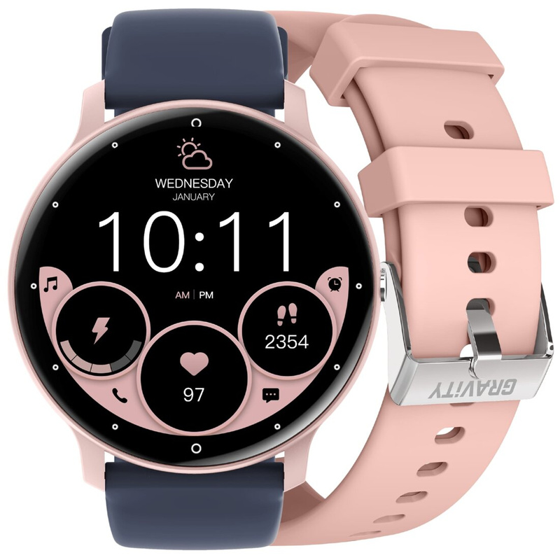 SMARTWATCH UNISEX GRAVITY GT1-7 PRO - ROZMOWY BLUETOOTH, DODATKOWY PASEK (sg027g)