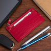 Etui na dokumenty karty czerwone skórzane skóra croco slim Beltimore J06
