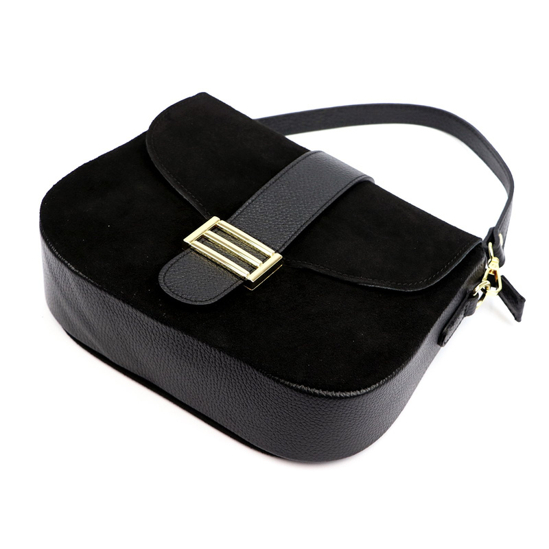 Vera Pelle Damska skórzana listonoszka torebka przez ramię z kieszenią