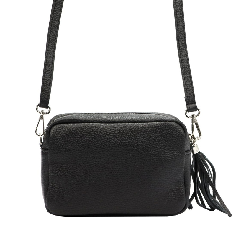 Damska listonoszka torebka Skórzana z brelokiem frędzlem i kieszeniami Luka