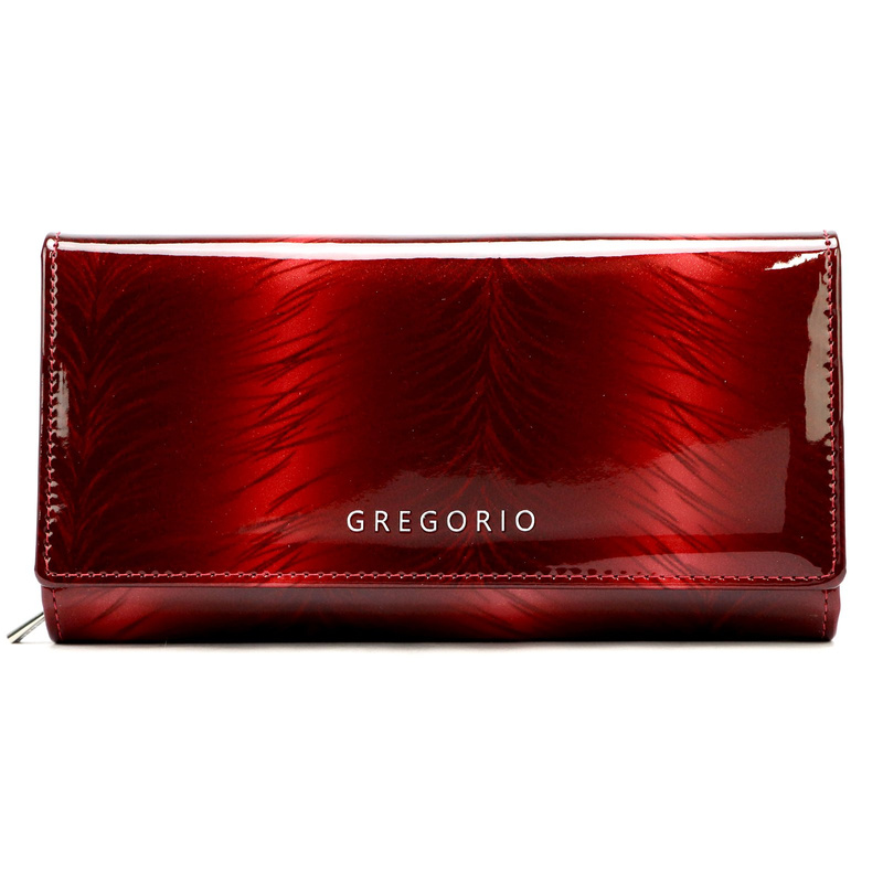 Lakierowany duży Skórzany damski portfel Gregorio