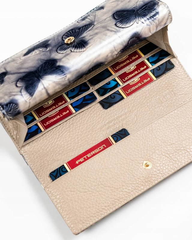 Skórzany damski portfel Peterson PTN 421028-BF SILVER