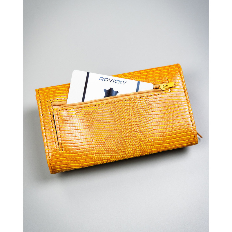 Brązowy portfel damski ze skóry ekologicznej z kieszonką zewnętrzną - 4U Cavaldi