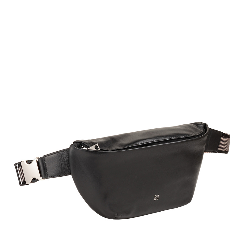 Miejska stylowa Skórzana saszetka nerka z kieszeniami i paskiem DUDU