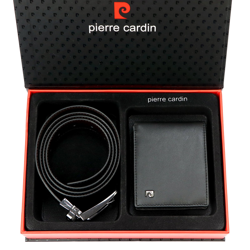 Zestaw Męski Na Prezent Portfel I Pasek Skórzany Czarny Skóra Naturalna