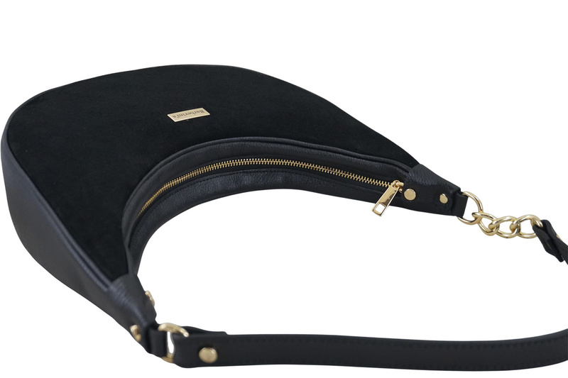 Stylowa torebka z zamszowym wykończeniem - Czarna