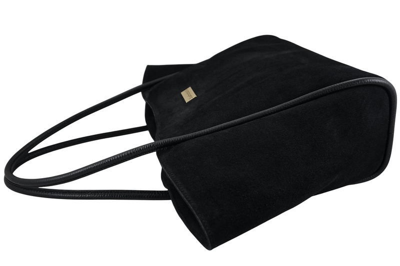 Barberinis - torebka duża zamszowa na ramię - Czarna