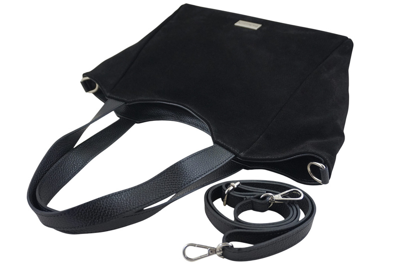 Torebka damska zamszowa typu worek - Czarna