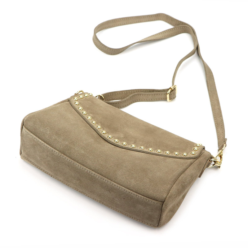 Vera Pelle damska listonoszka skórzana zamszowa torebka na ramię kieszenie