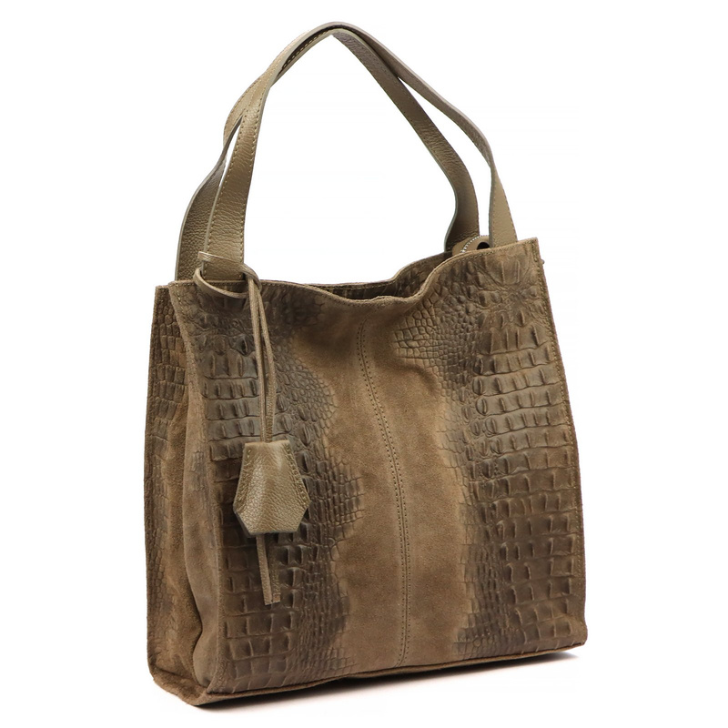 Vera Pelle shopperbag skórzana wzór skóra krokodyla torebka na ramię