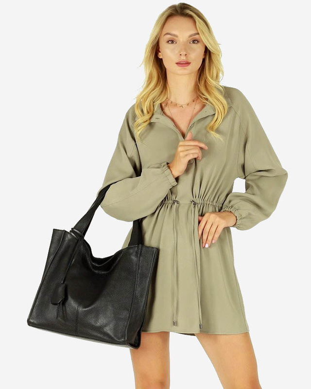 Modna torebka damska skórzany shopper bag - MARCO MAZZINI Portofino Max czarny