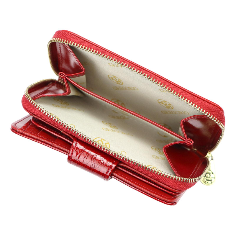 Gregorio Pionowa damska portmonetka skóra naturalna portfel na zatrzask