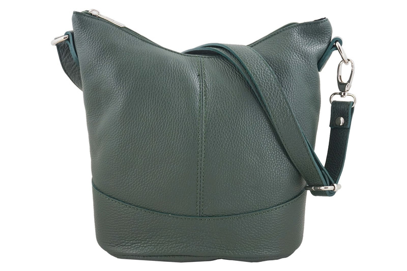 Modna torebka włoska skórzana - Zielona ciemna