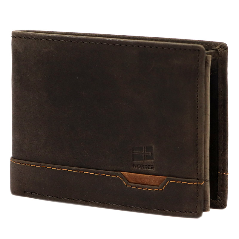 Nordee składany męski portfel skóra naturalna rozbudowany bez zapięcia