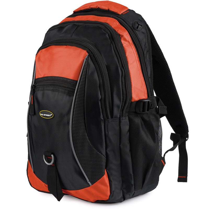 POMARAŃCZOWO-CZARNY Solidny 3KOMOROWY plecak miejski SPORTOWY duży M83